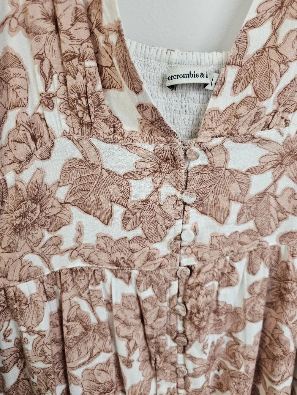 Abercrombie & Fitch Floral Spaghetti Strap Deep V-Neck Button Down Maxi Dress